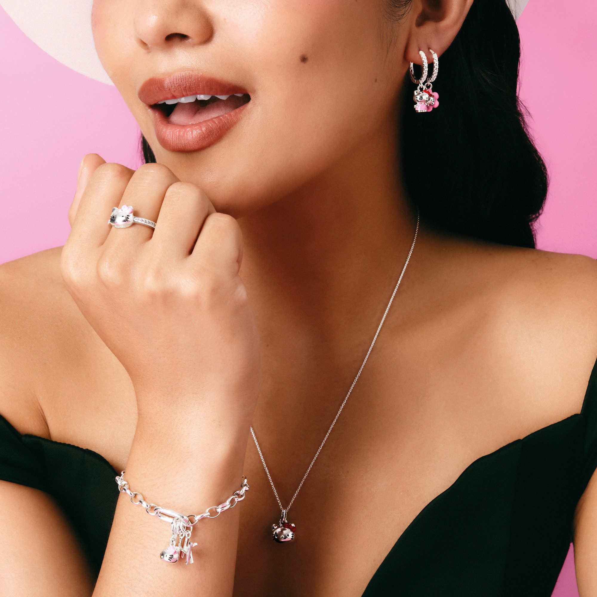 THOMAS SABO Kette mit Anhänger THOMAS SABO ♡ Hello Kitty Kette mit roter Schleife, Emaille