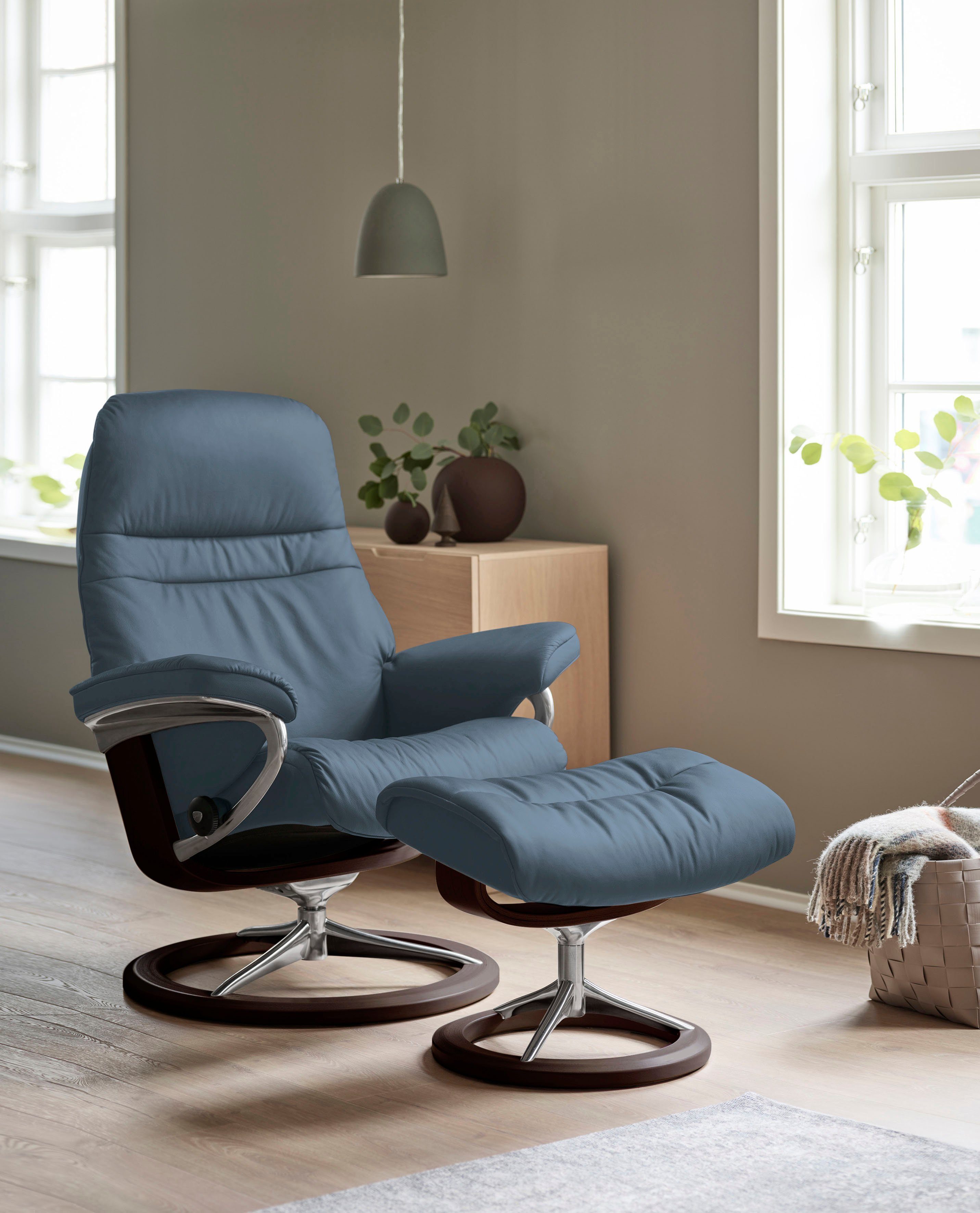 Stressless® Relaxsessel Sunrise (Set, Relaxsessel mit Hocker), mit Signature Base, Größe L, Gestell Braun