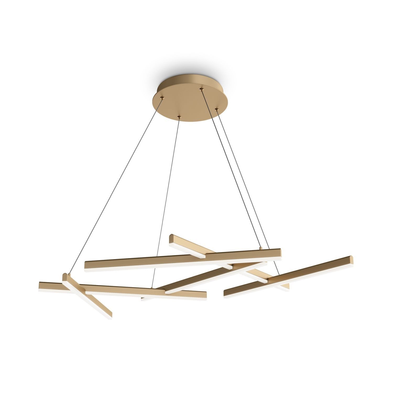 Licht-Erlebnisse Pendelleuchte AIRO, LED fest integriert, Neutralweiß, LED Aluminium H: max. 101 cm 66 cm breit in Gold 4000 K neutralweiß