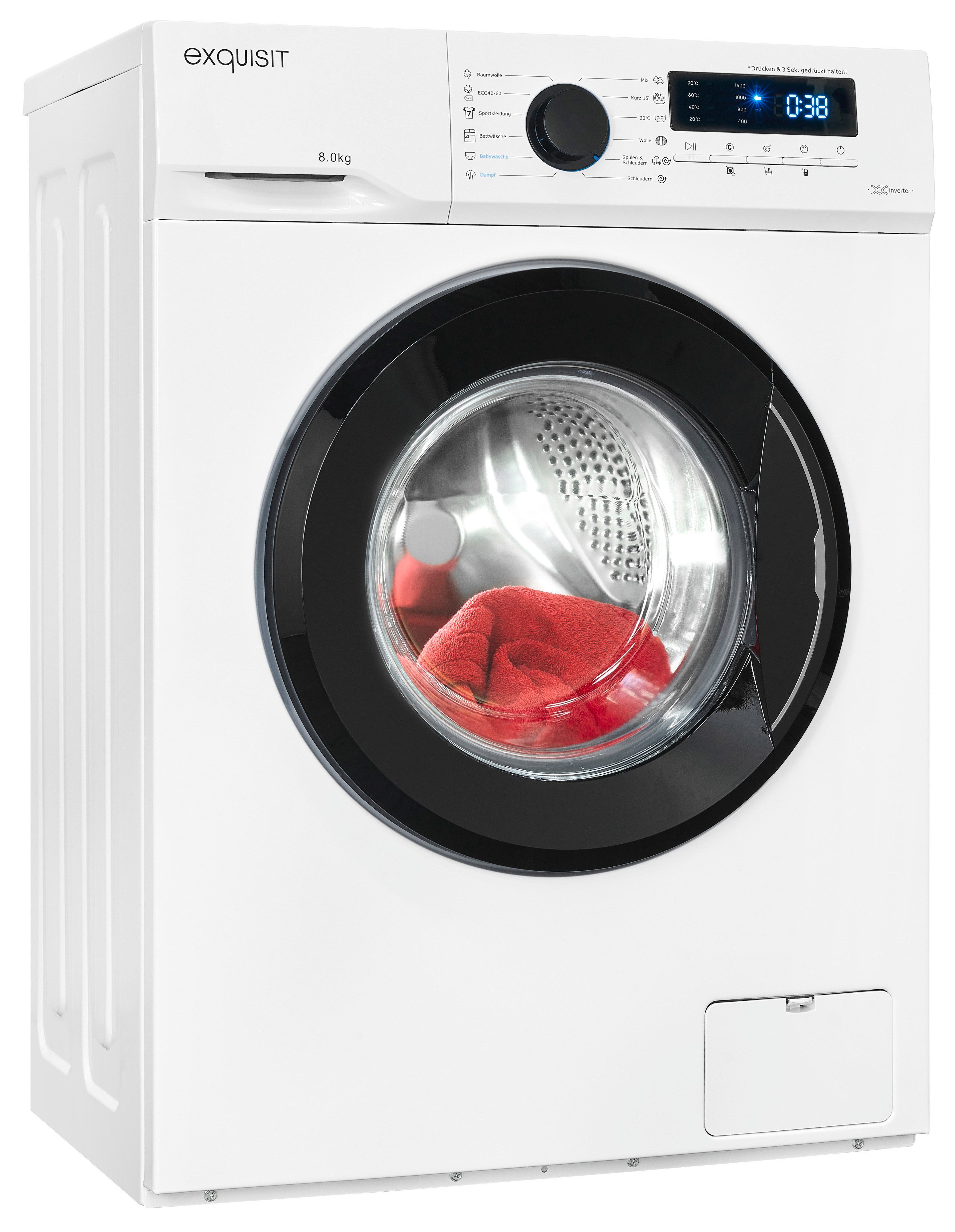 exquisit Waschmaschine WA8014-020A weiss, 8 kg, 1400 U/min