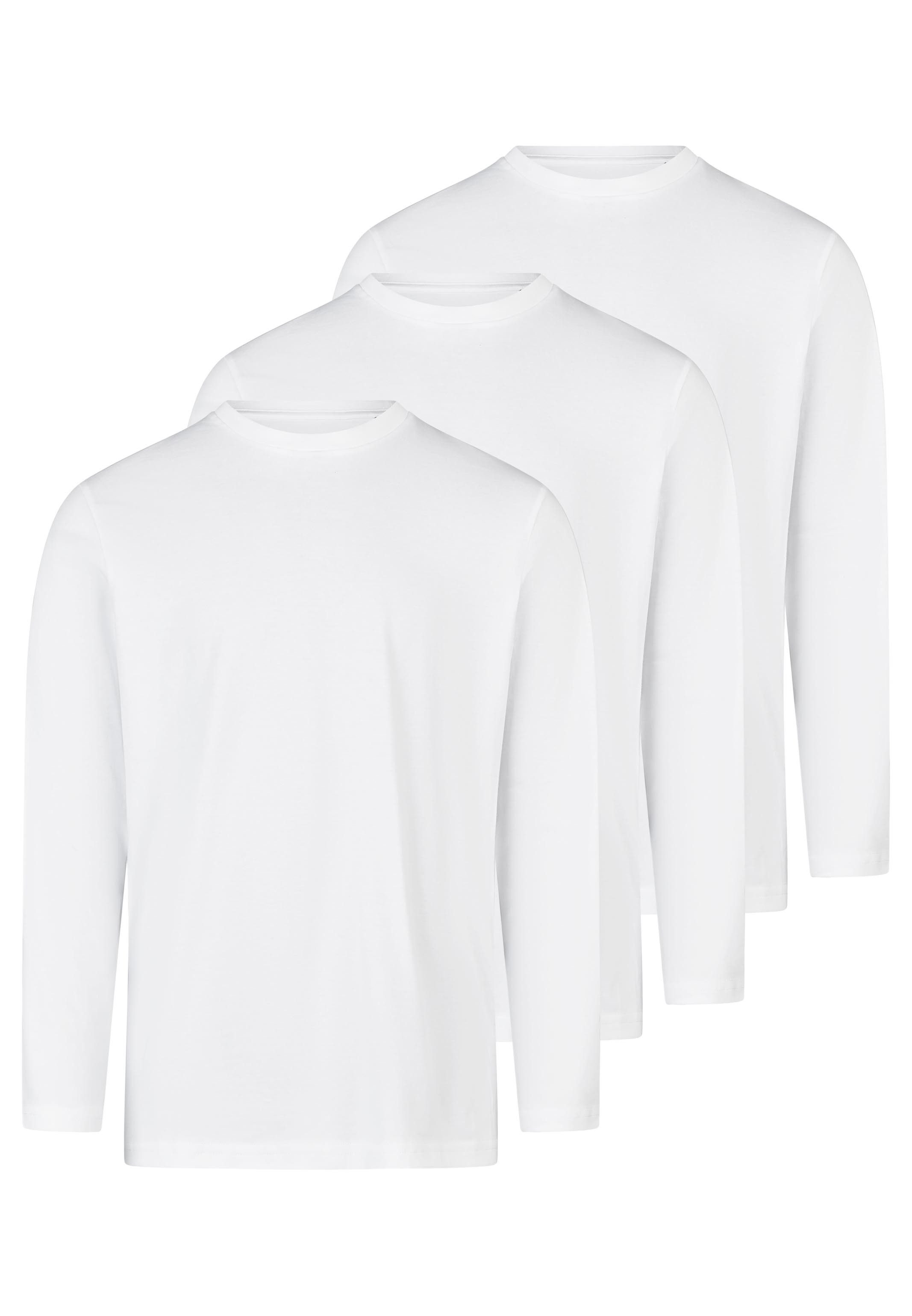 RAGMAN Langarmshirt 3er Pack Basic (Spar-Set, 3-tlg) Langarmshirt - Baumwolle - Atmungsaktiv - Gerader Schnitt mit Rundhals
