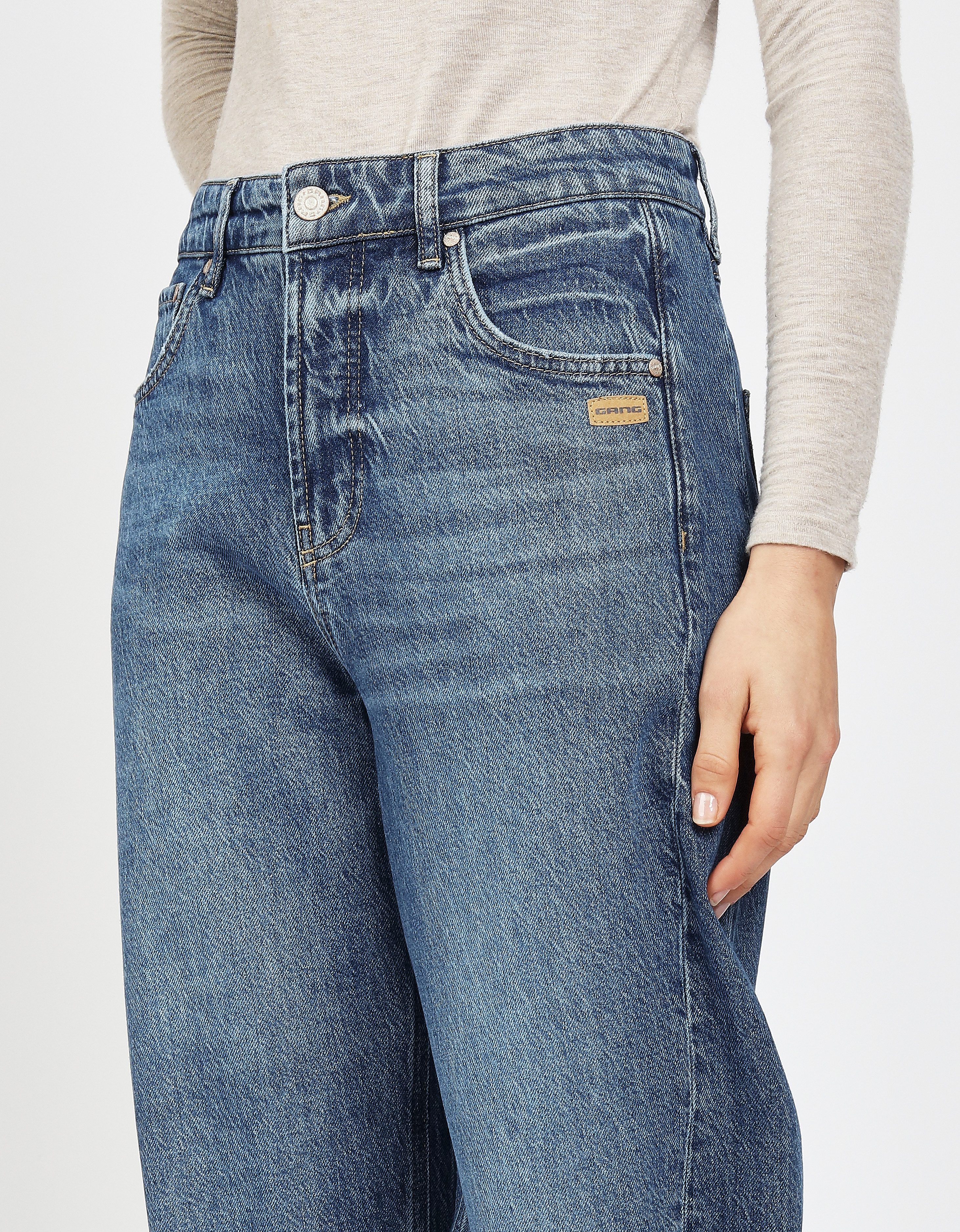 GANG 5-Pocket-Jeans 94BLAKE mit eingesetztem Seitenstreifen, cropped