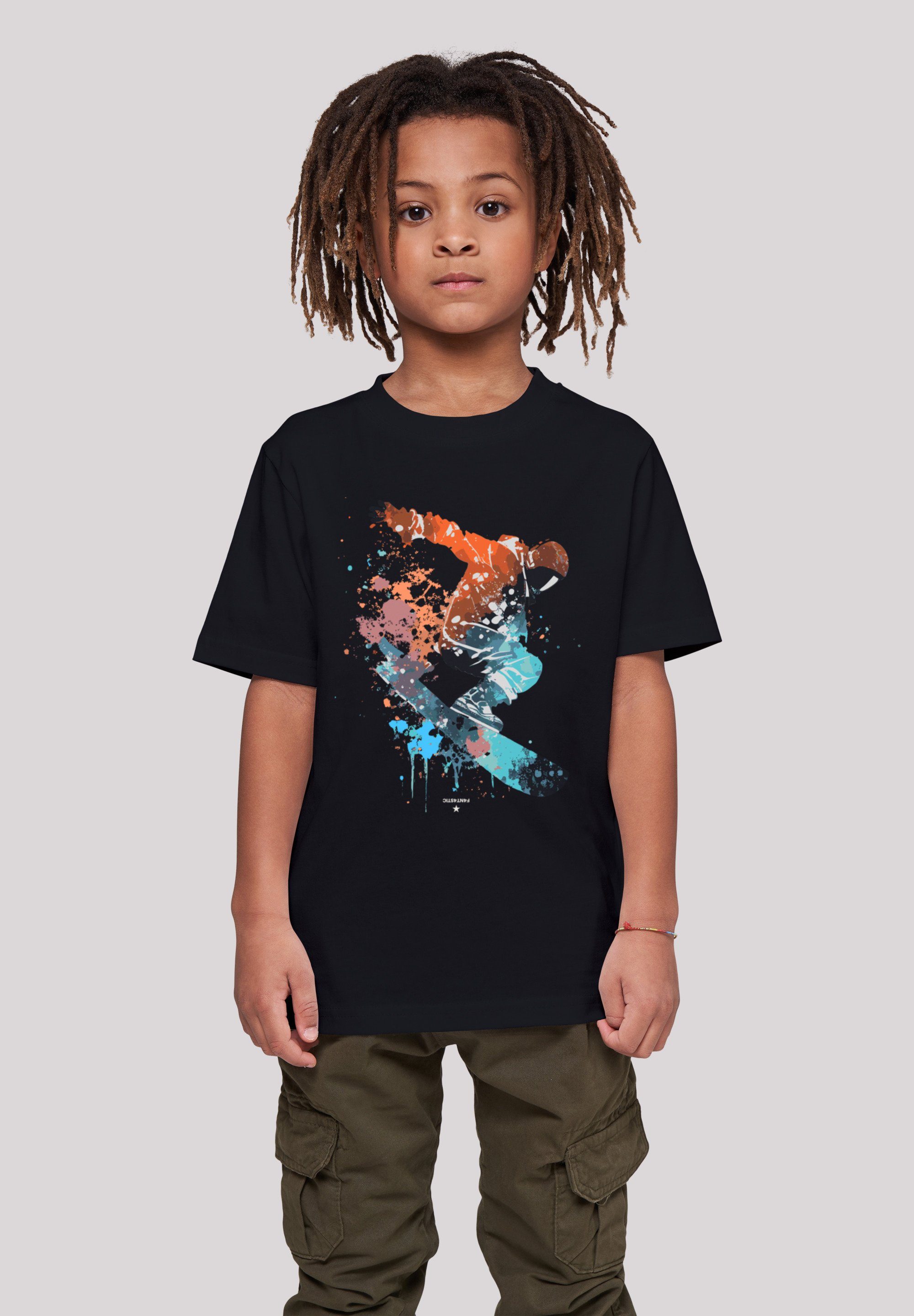 F4NT4STIC T-Shirt Snowboarder Print schwarz