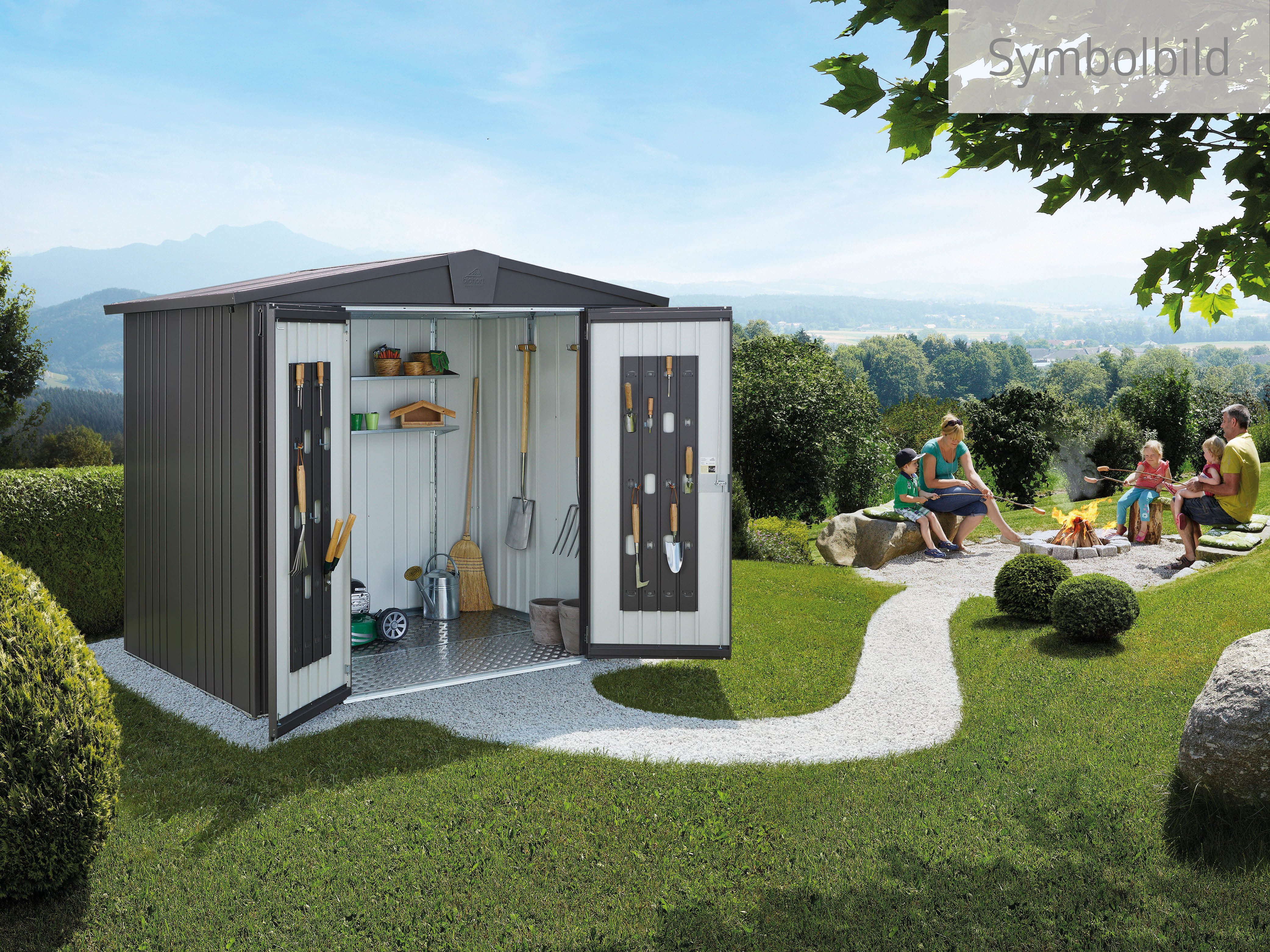 Biohort Gerätehaus Europa Gr. 2, verschiedene Farben, BxT: 172x156 cm, Qualitäts-Geräteschuppen aus Metall