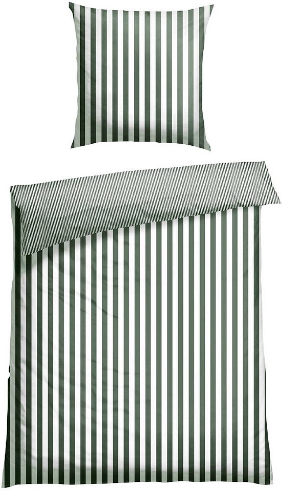 Schiesser Wendebettwäsche Marie aus weicher Baumwolle und Streifen Allover, Renforcé, 2 teilig, MADE IN GREEN by OEKO-TEX®