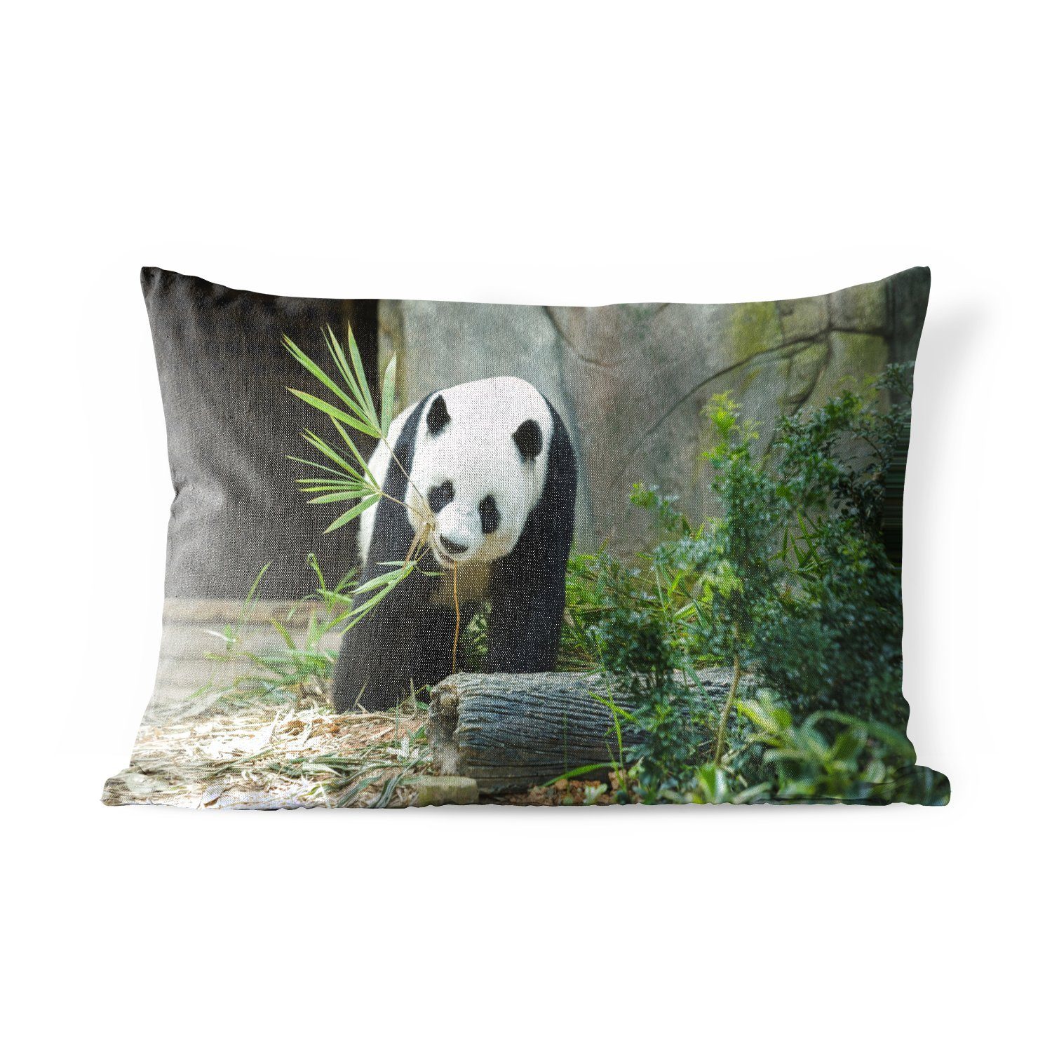 MuchoWow Dekokissen Panda - Baumstamm - Höhle, Outdoor-Dekorationskissen, Polyester, Dekokissenbezug, Kissenhülle | Dekokissen