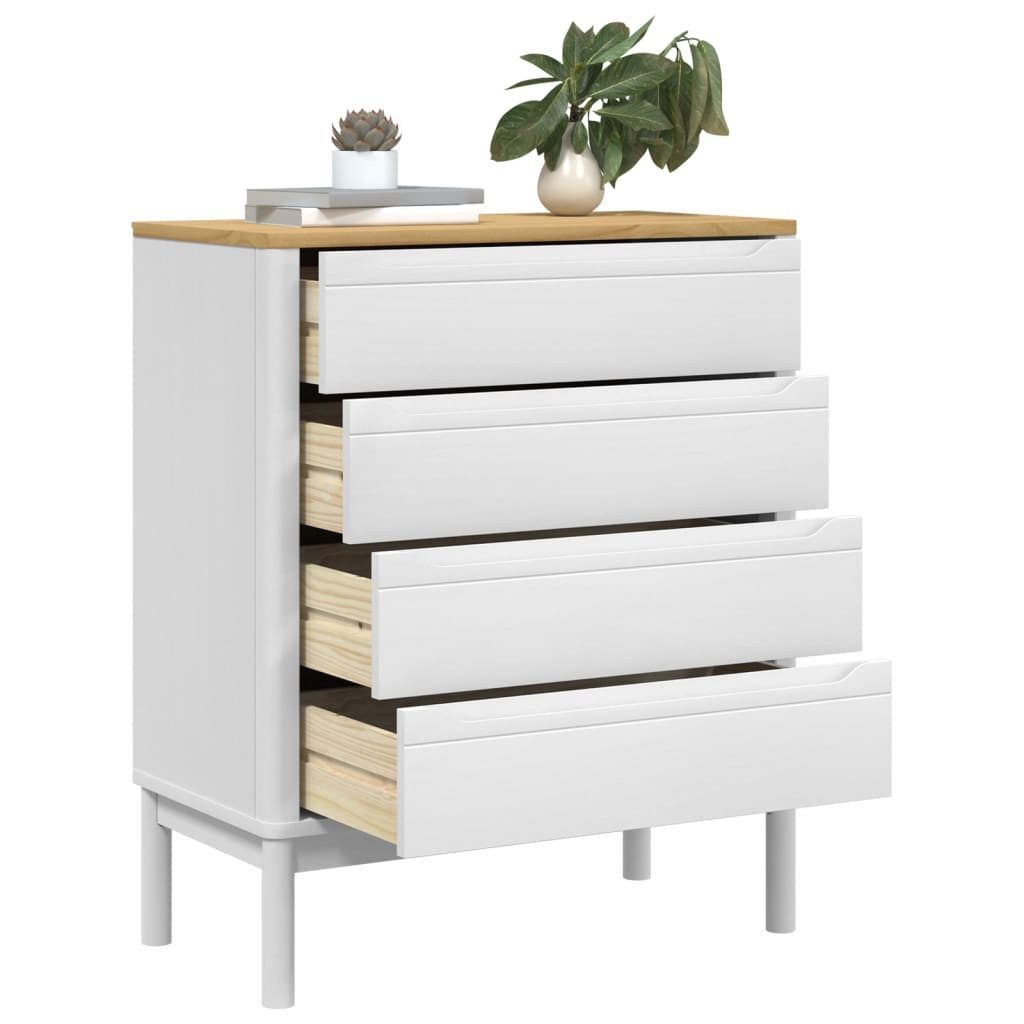 vidaXL Kommode Kommode FLORO Weiß Massivholz Kiefer (1 St)