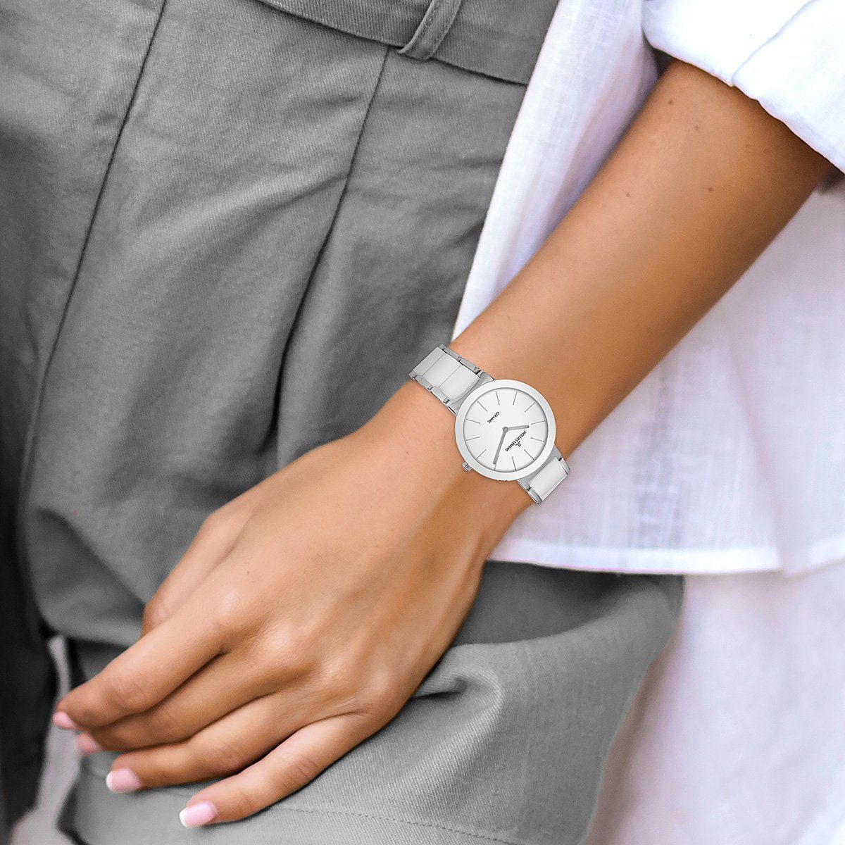 Jacques Lemans Keramikuhr Monaco 42-7B, Quarzuhr, Armbanduhr, Damenuhr, gehärtetes Crystexglas