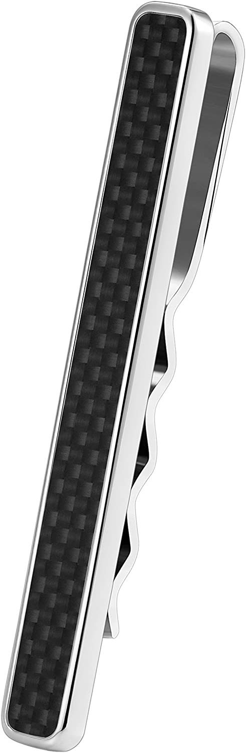Karisma Krawattennadel Karisma Hochwertige Herren Edelstahl 316L Krawattennadel mit Karbon, Krawattenklammer/Tie Clip Farbwahl KTC202 - Karbon-schwarz