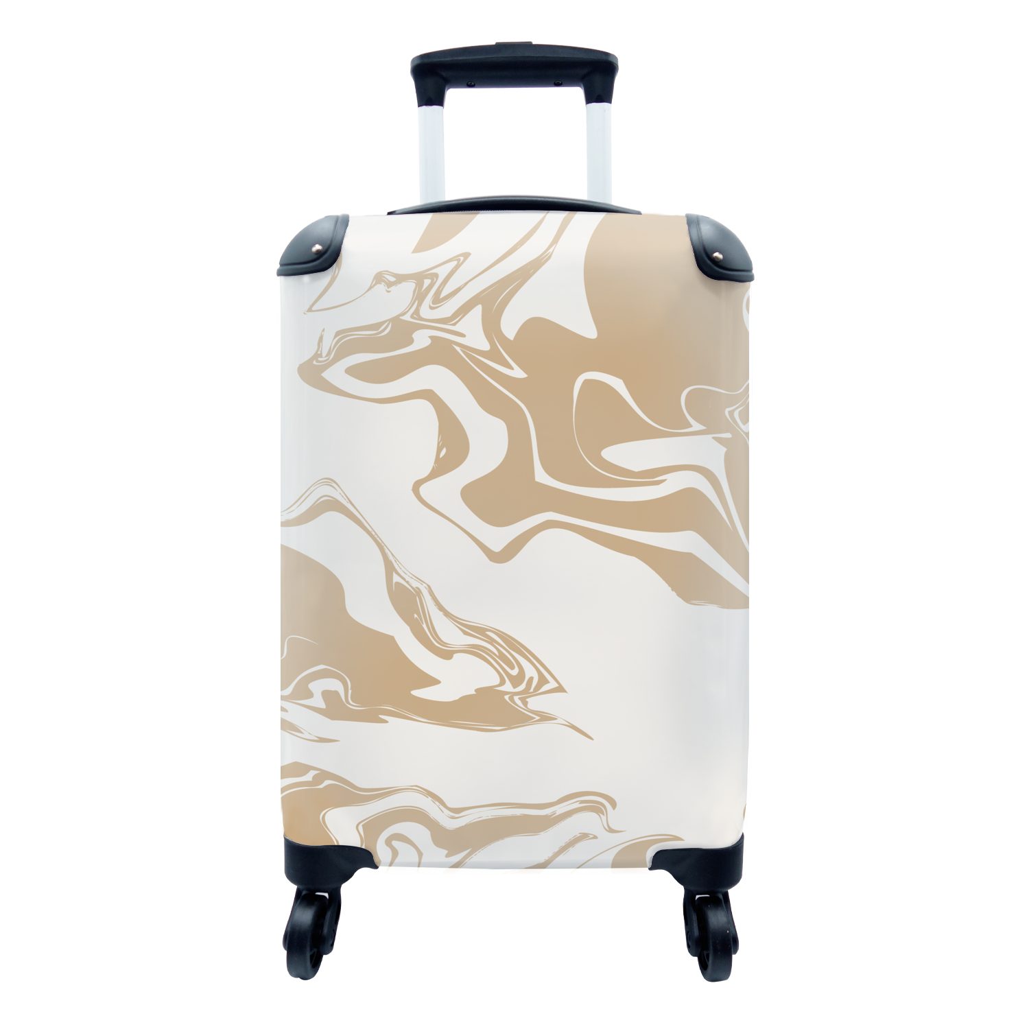 MuchoWow Handgepäckkoffer Marmor - Beige - Linie, 4 Rollen, Reisetasche mit rollen, Handgepäck für Ferien, Trolley, Reisekoffer