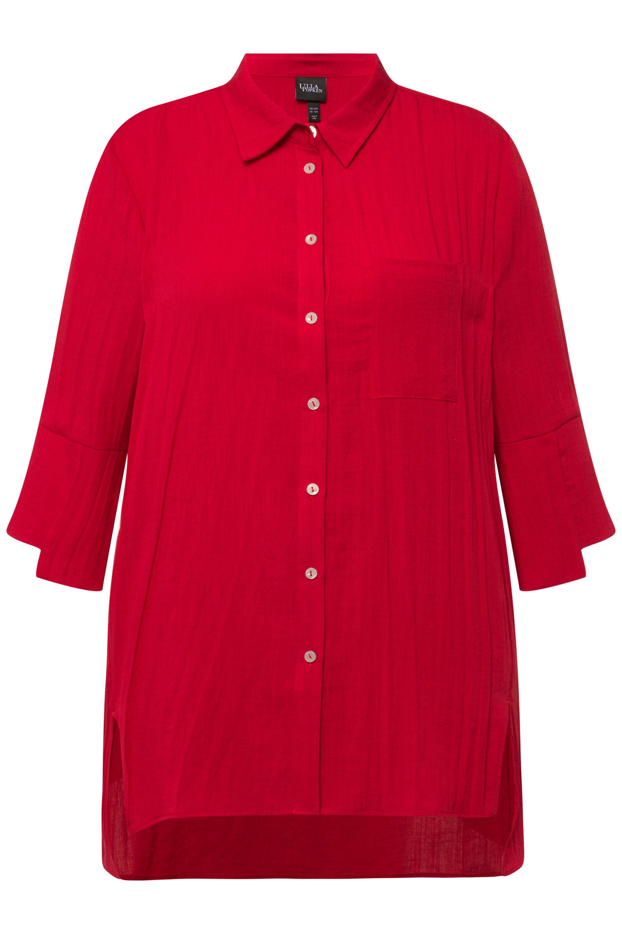 Ulla Popken Hemdbluse Hemdbluse asymmetrische Manschetten günstig online kaufen