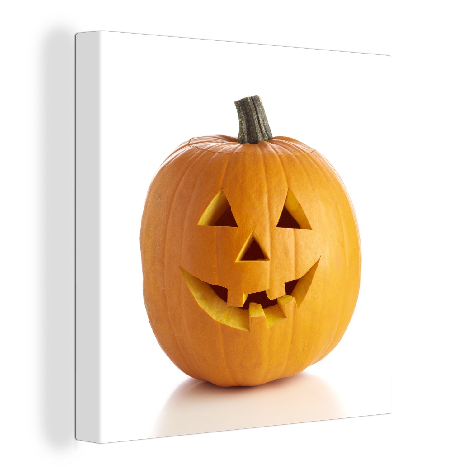 OneMillionCanvasses® Leinwandbild Bild eines Kürbisses mit einem geschnitzten Gesicht für Halloween, (1 St), Leinwand Bilder für Wohnzimmer Schlafzimmer