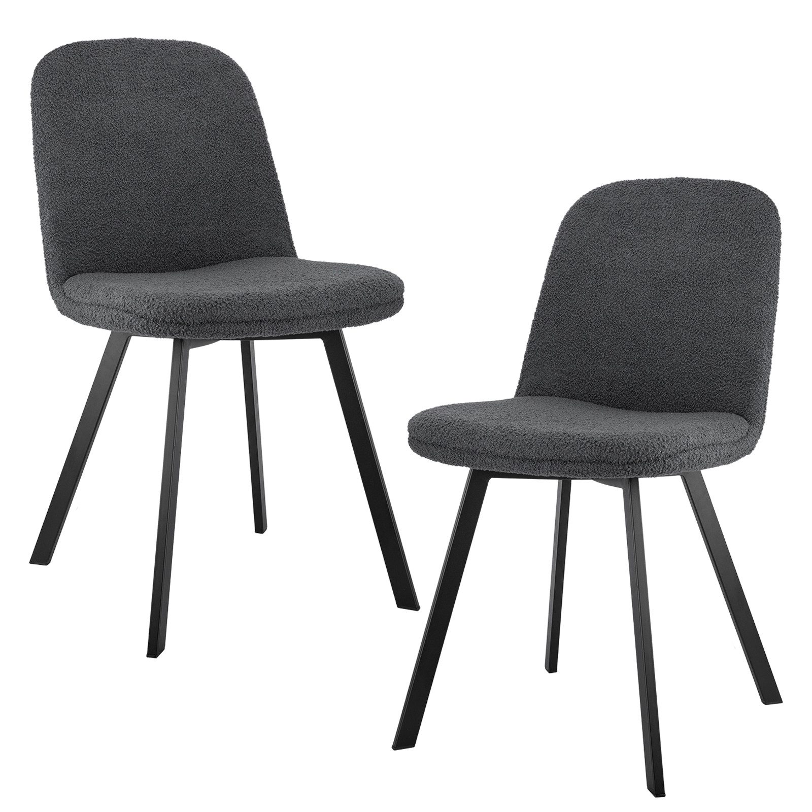 BBG Esszimmerstuhl Teddy-Fleece Sessel Metallgestell weich atmungsaktiv modern, für Wohnzimmer Homeoffice