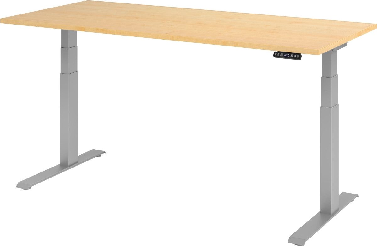 Schreibtisch Sitz-Steh-Schreibtisch elektrisch 180x80cm Ahorn/Silber