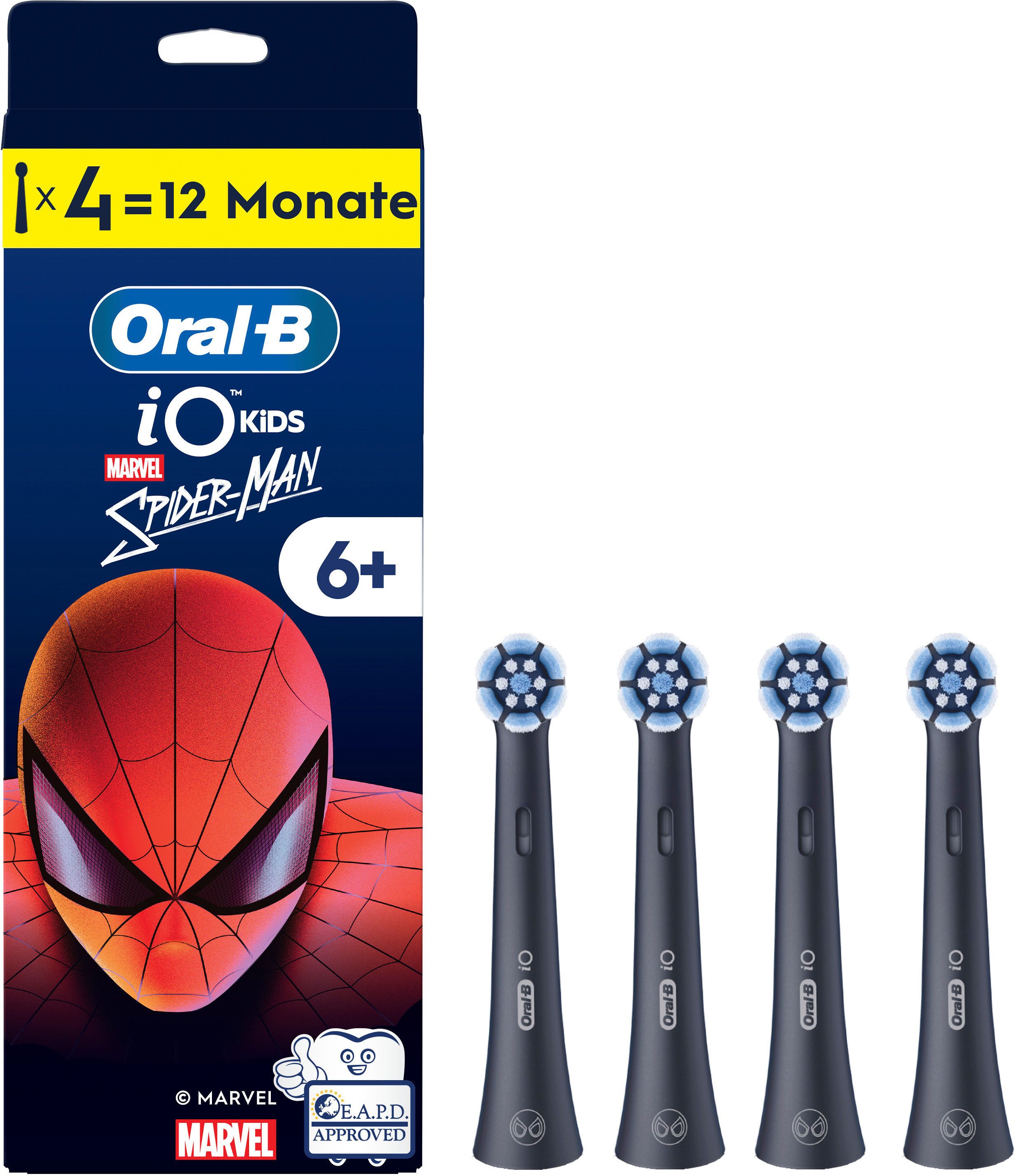 Oral-B Aufsteckbürsten iO Kids 6+ Marvel Spiderman, Sanft zu wackeligen Zähnen & Zahnfleisch, ab 6 Jahren