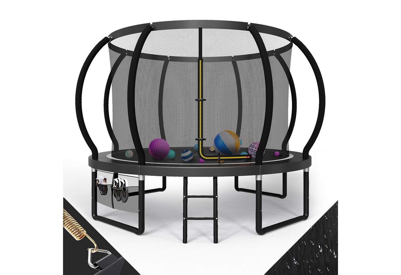 GUNJI Gartentrampolin Trampolin Ø228/305cm,Kindertrampolin Gewicht 150 kg, Ø 228 cm, Ø366/427cm outdoor trampolin mit Sicherheitsnetz und Leiter,Sprungtuch