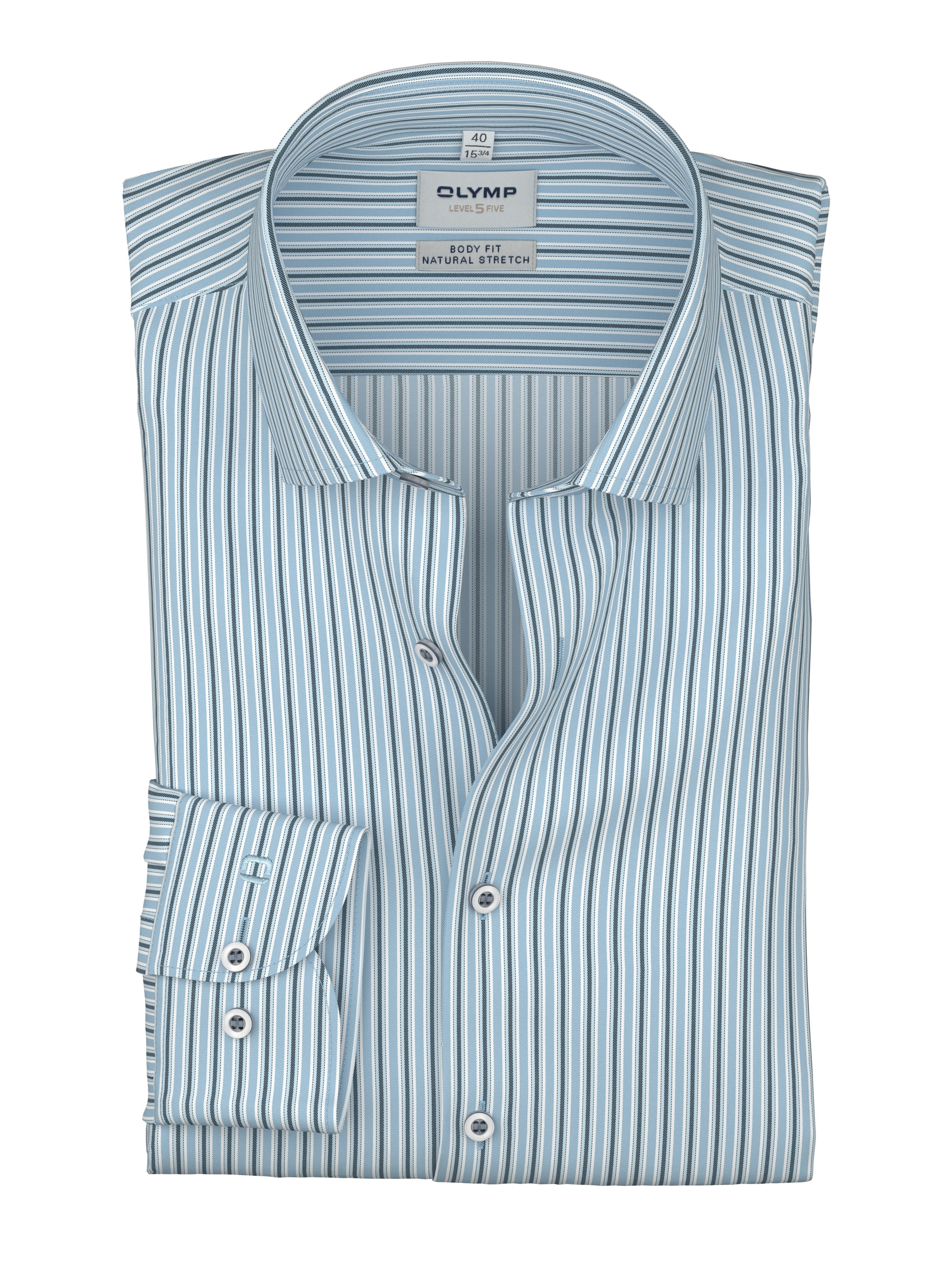OLYMP Langarmhemd Level 5 Body fit, Kentkragen, Businesshemd