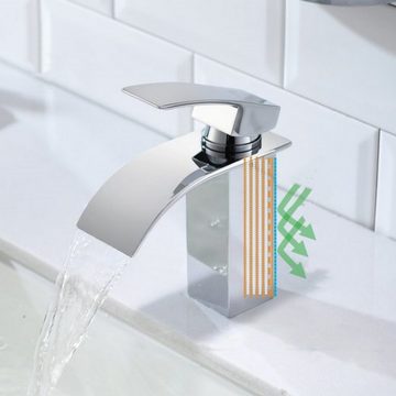 CECIPA pro Waschtischarmatur Wasserfall-Waschtischarmatur Chrom Edelstahl-BadarmaturWaschbeckenhahn (Mischbatterie, 1-St., Mixer) Ventilkern aus Keramik