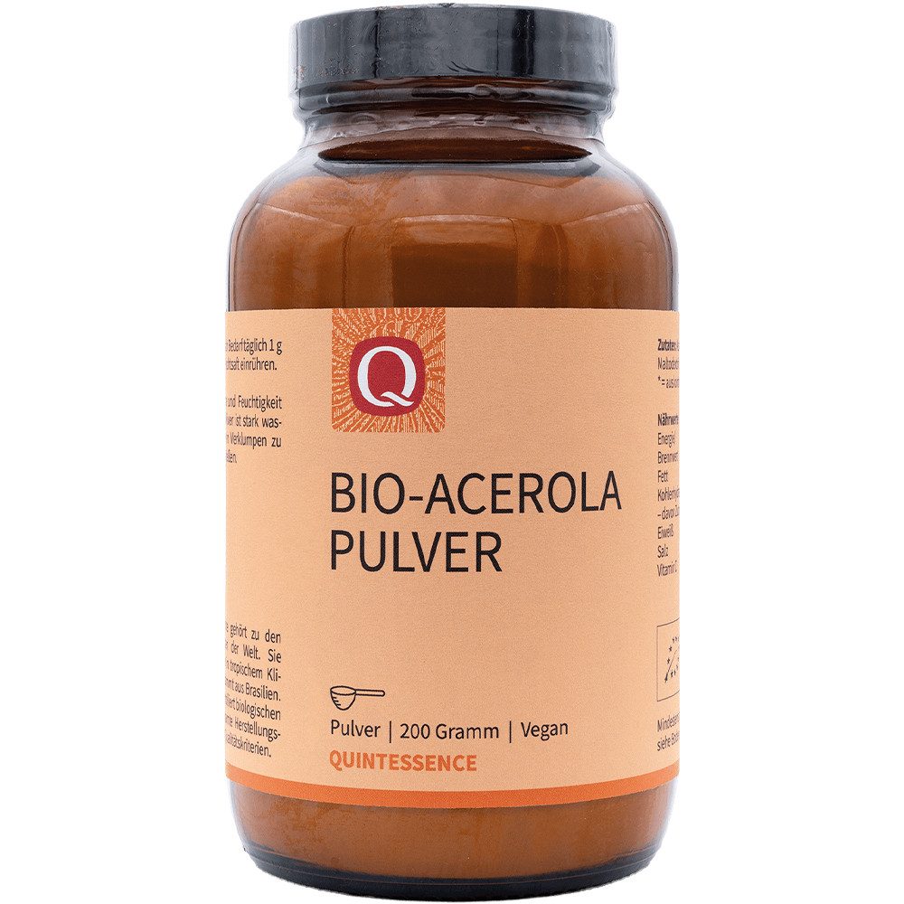 Quintessence Acerola Pulver 200 g – Natürliches Vitamin-C-Pulver aus Acerola Pulver, 200 g, - glutenfrei, lactosefrei, vegan, vegetarisch -