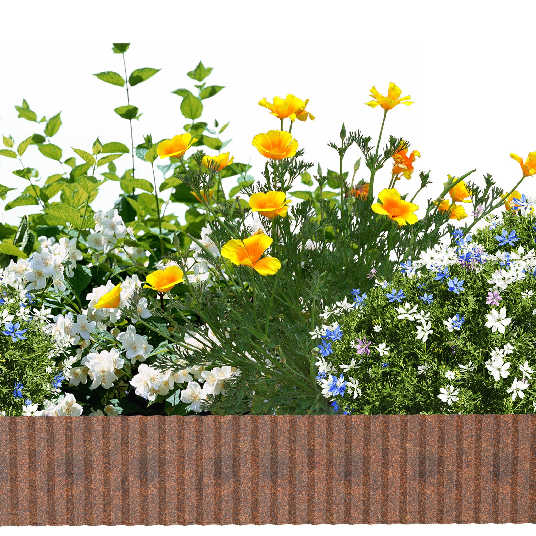 FIVMEN Beetumrandung Rasenkante 5m/10m Beetbegrenzung aus Metall, Rost, Verzinkt Rasenbleche Mähkante Flexible, 15/18cm Hoch, Wellig