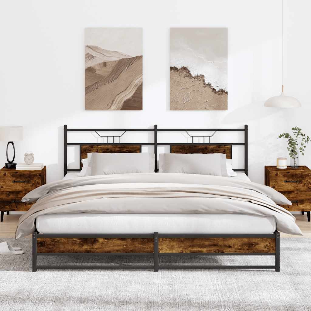vidaXL Bett Metallbett ohne Matratze Räuchereiche günstig online kaufen