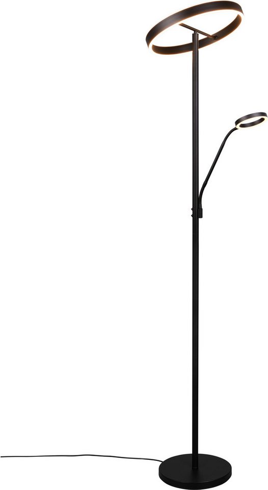 TRIO Leuchten LED Stehlampe WILLIS, Stehleuchte mit Lesearm, Touch Dimmer, CCT 2700-3200-4000K, Dimmfunktion, Lesearm, getrennt schaltbar, LED fest integriert, Farbwechsler, Höhe 180cm, Fluterkopf und Lesearm schwenkbar, Fluter mit Leselicht