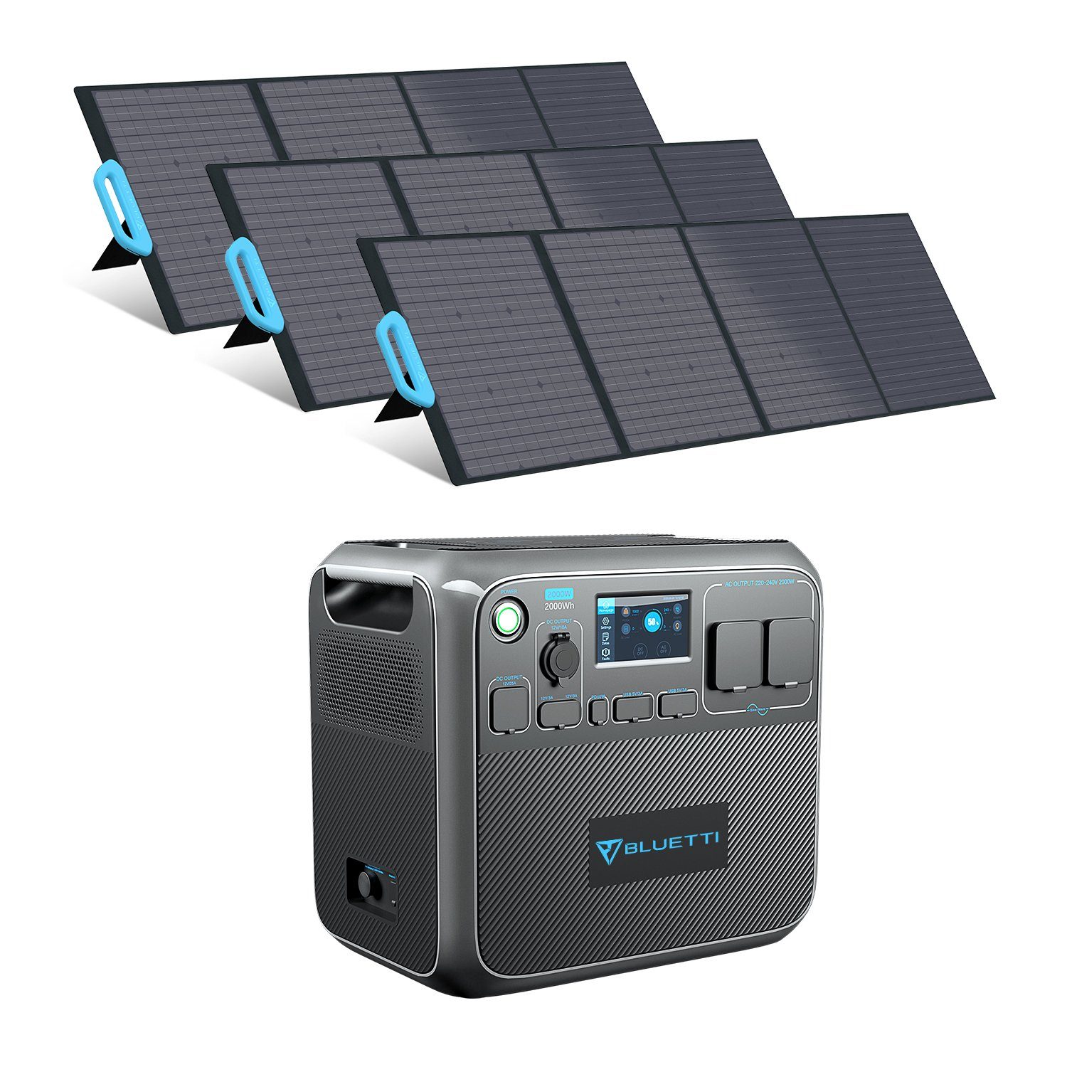 BLUETTI Stromerzeuger AC200P +3 200W Solarpanel, 2,00 in kW, (3-tlg), 2000Wh/2000W