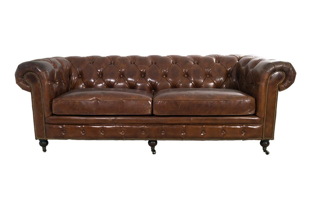 moebelfaktor Chesterfield-Sofa Oxford 3-Sitzer, Chesterfield Knöpfung, Vintage-Leder
