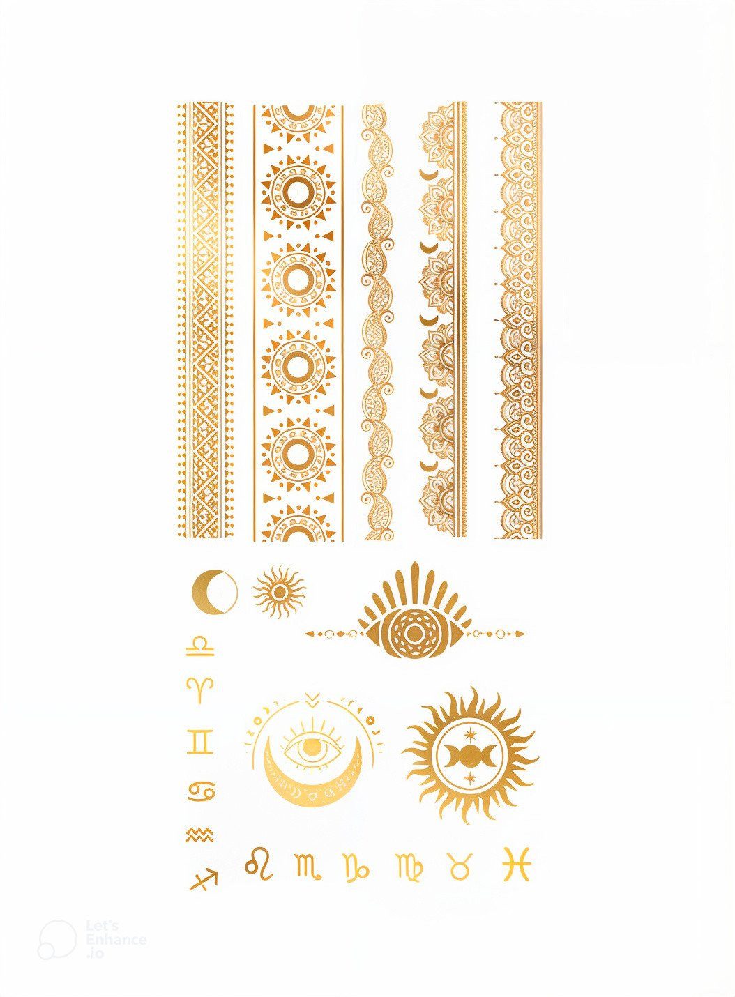 Metamorph Theaterschminke Wahrsagerin Klebetattoos gold-metallic - Fasching, Temporäres Haut-Tattoo für krasse Effekte auch ohne Schminkkünste