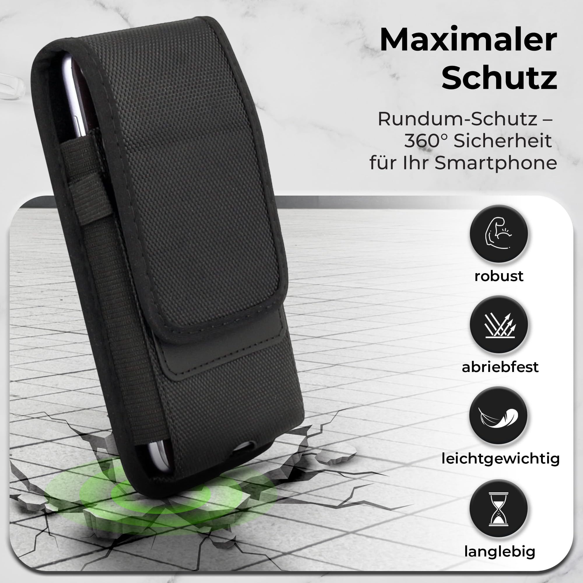 XiRRiX Gürteltasche Handytasche Gürtel - Smartphone Tasche Gürteltasche – Handy Holster (Smartphone Tasche kompatibel mit iPhone 17, 17 Pro, 17 Pro Max, Air, schwarz), mit Gürtelschlaufe, ideal für die Arbeit!