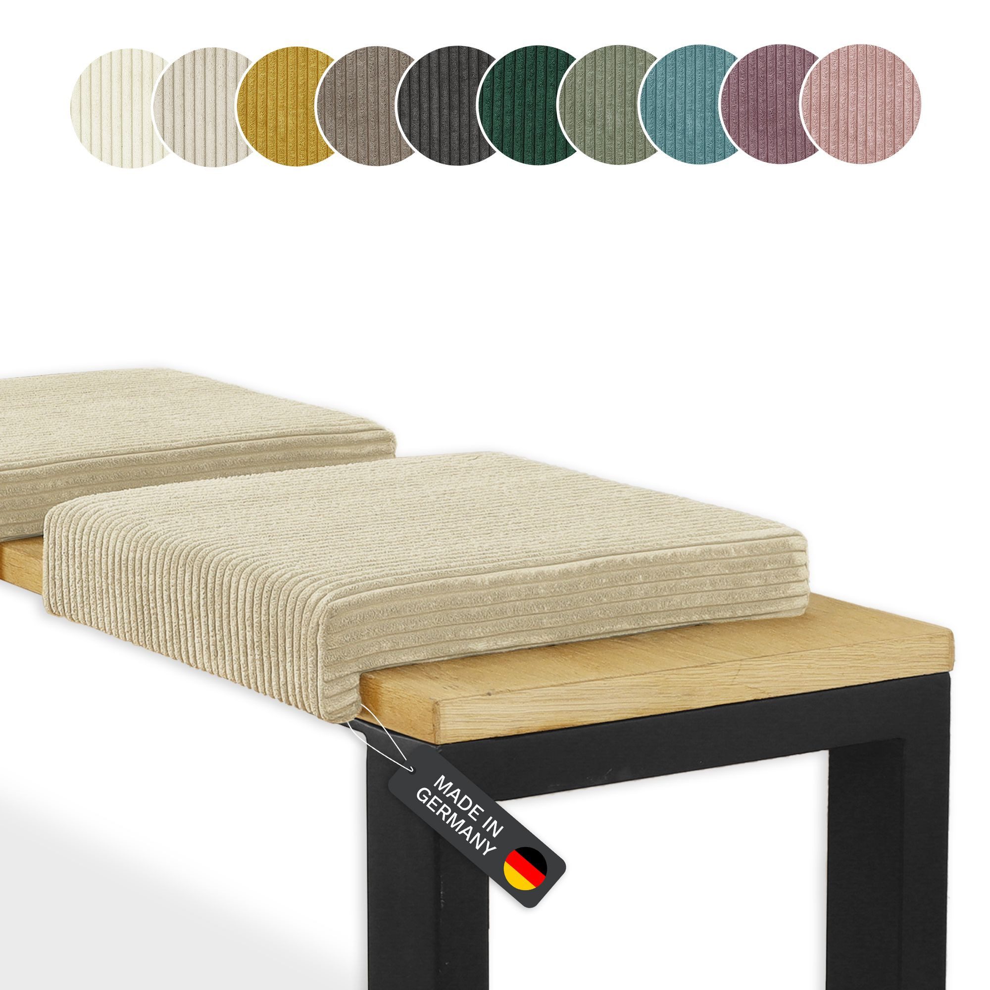 Lycce Bankauflage Bankauflage Klemmkissen 1 Leiste, Cordstoff extra Polsterung, (1 St), für Banktiefe ab 35 cm, verrutscht nicht, versch. Farben