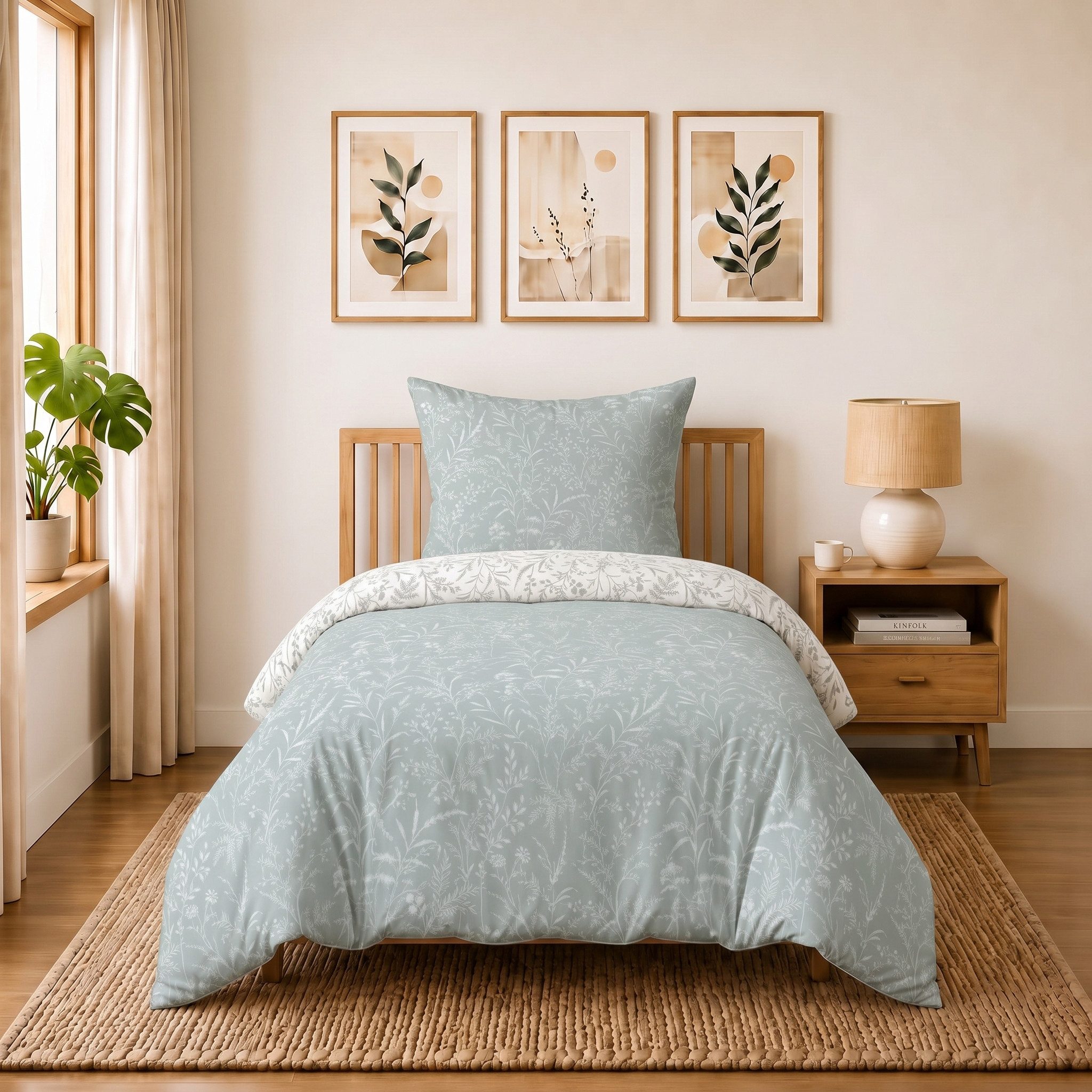 Buymax Bettwäsche Blossom Wendebettwäsche, Polycotton, 2 teilig, Bettbezug-Set 135x200 cm Reißverschluss, 60% Baumwolle, 40% Polyester