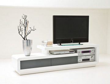 expendio TV-Board Celine, weiß Hochglanz / grau 170x45x40 cm mit touch-open Funktion