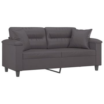 vidaXL Sofa 2-Sitzer-Sofa mit Zierkissen Grau 140 cm Kunstleder