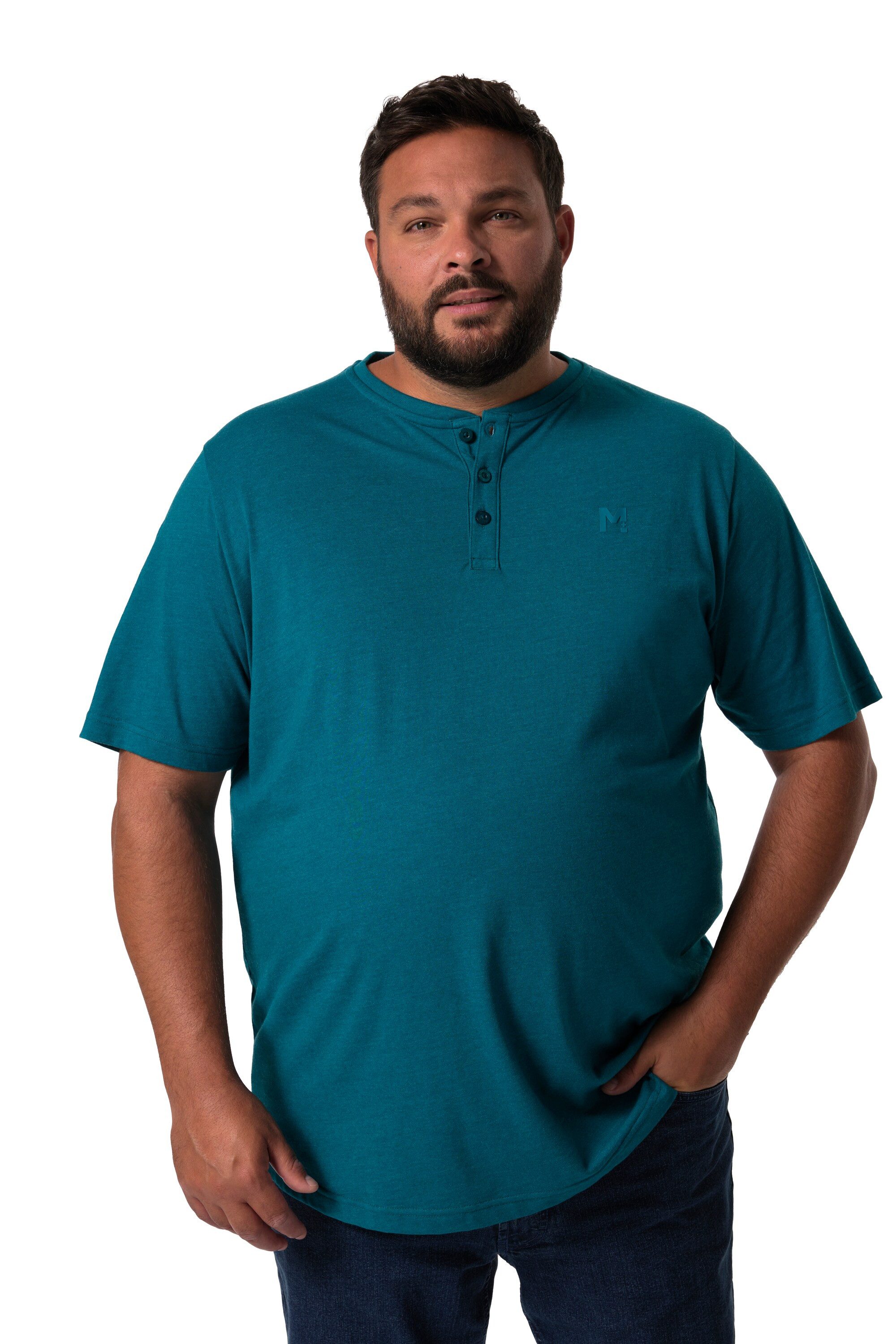 Men Plus T-Shirt Henley 2er-Pack Basic Halbarm Rundhals günstig online kaufen