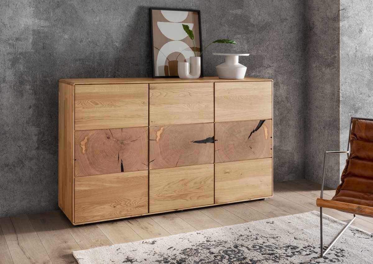 Main Möbel Sideboard Sideboard mit Holztüren 150cm "Belfast" Wildeiche massiv