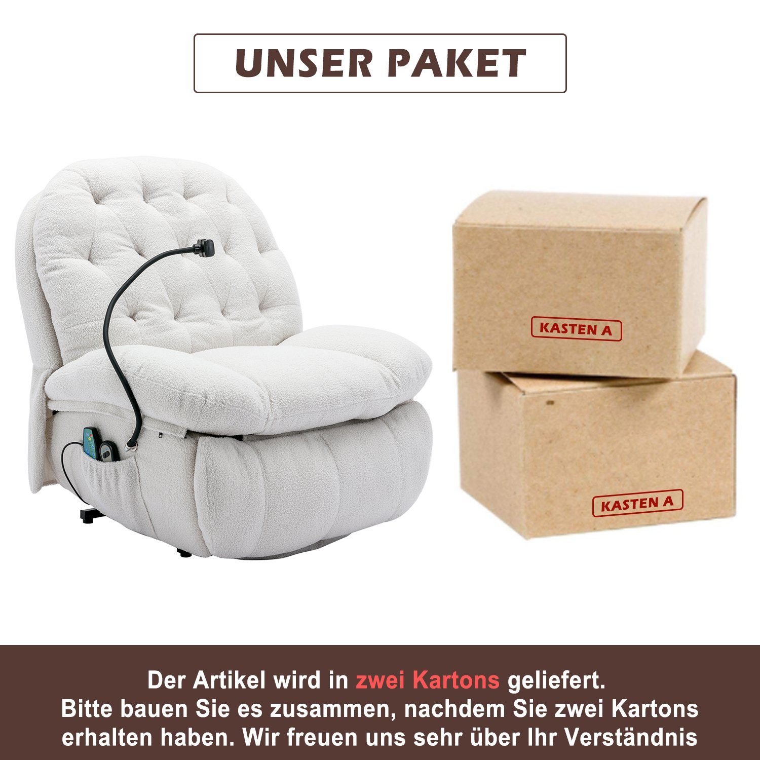 Odikalo Blau/Weiss/Grau Loungesitz Massagestuhl Sessel gepolstert Liegestuhl Massagesessel