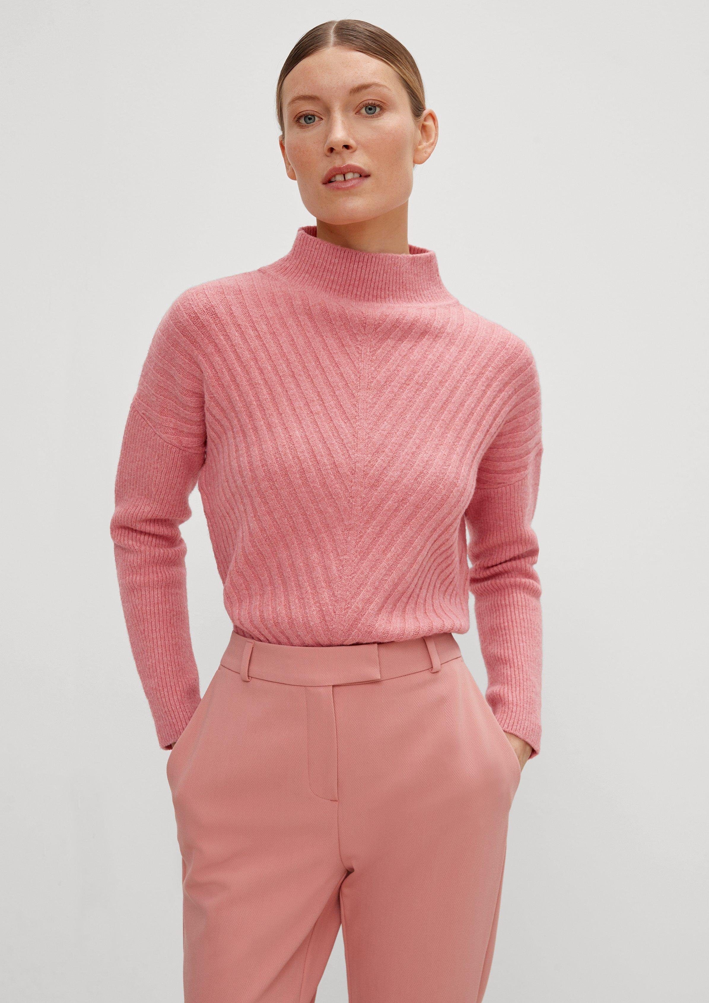 Baumwollmix Wolle Comma Langarmshirt rosa mit aus Strickpullover