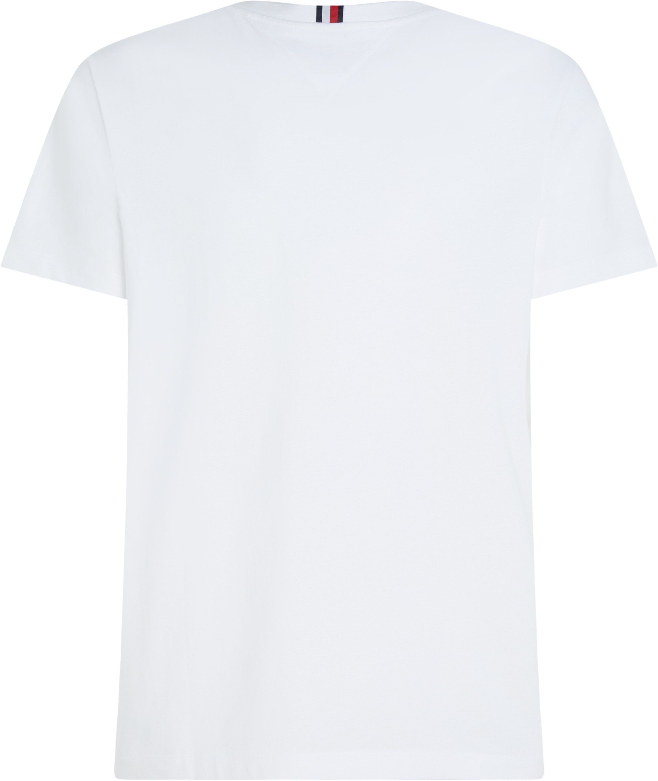 mit T-Shirt Hilfiger CHEST Markenlogo White MONOTYPE STRIPE TEE Tommy