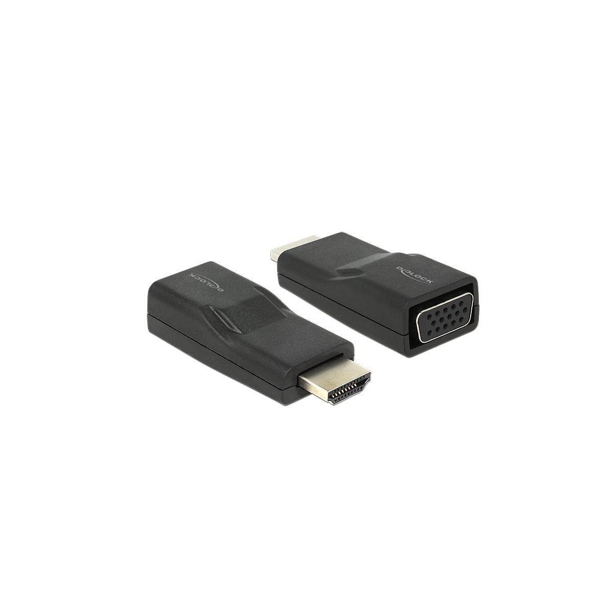 Delock Adapter HDMI Stecker > VGA Buchse schwarz Computer-Kabel, HDMI, HDMI