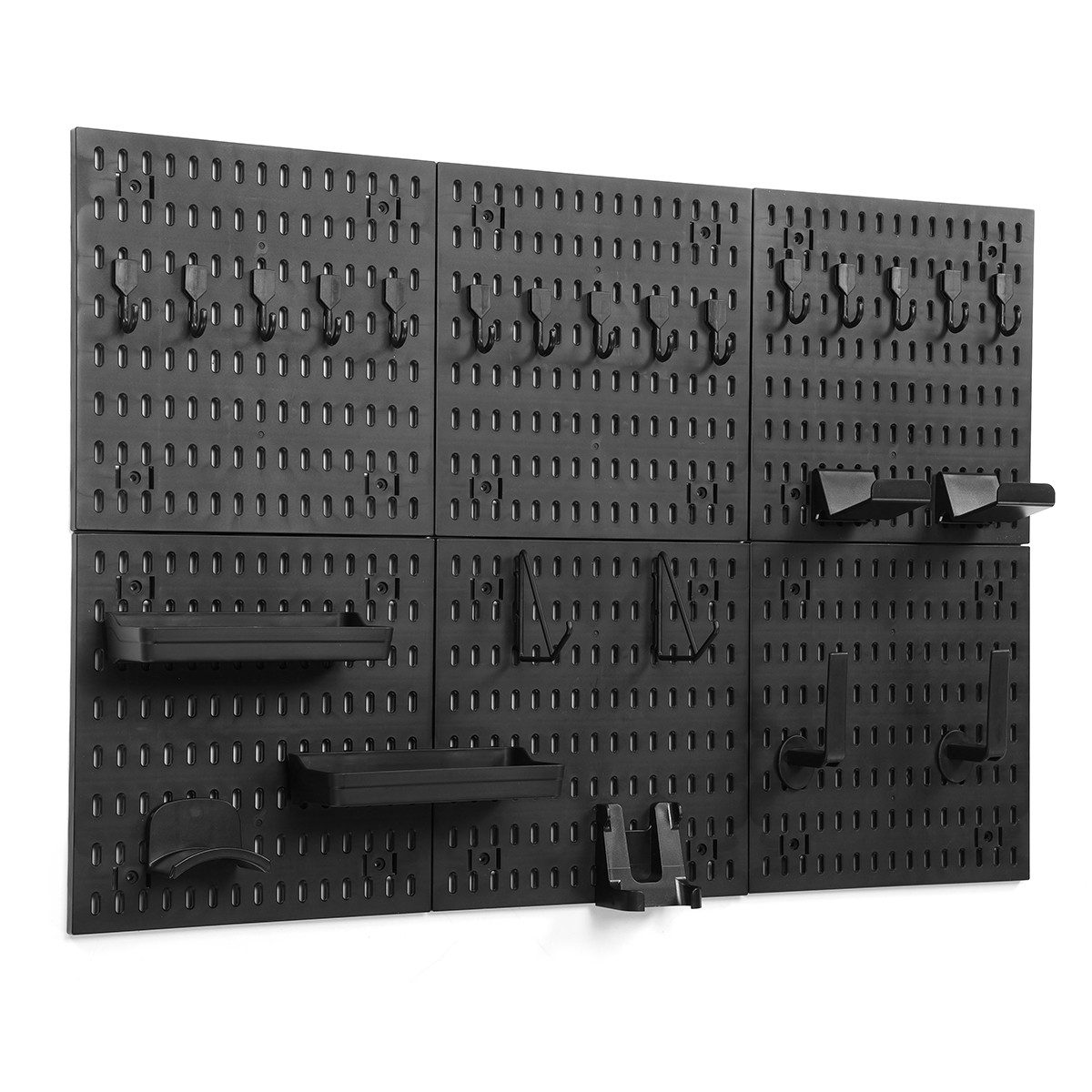 MUSTOOL Werkzeughalter, Lochwand Organizer Set PP 90×60 cm, Modular, mit Haken & Ablagen, für Gaming & Büro & Werkzeug