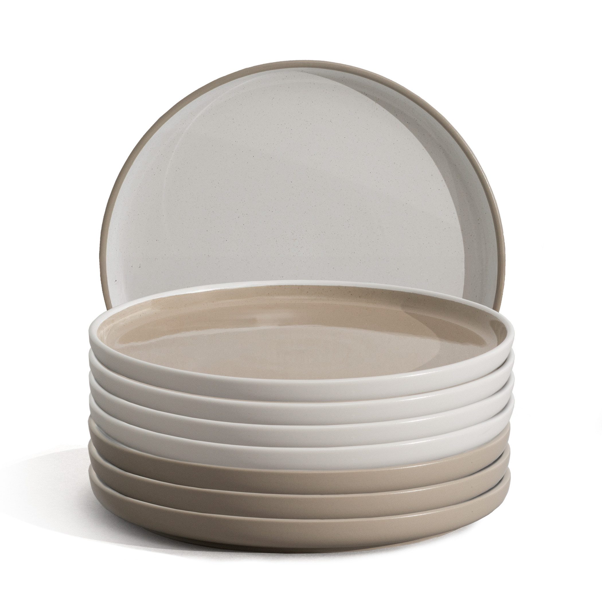 Hausfelder Geschirr-Set Steingut Dessertteller 8 Personen, 8teilig, Shadow Stone/Nordic Sand (8-tlg), 8 Personen, Steinzeug, spülmaschinen- & mikrowellengeeignet, Reaktivglasur