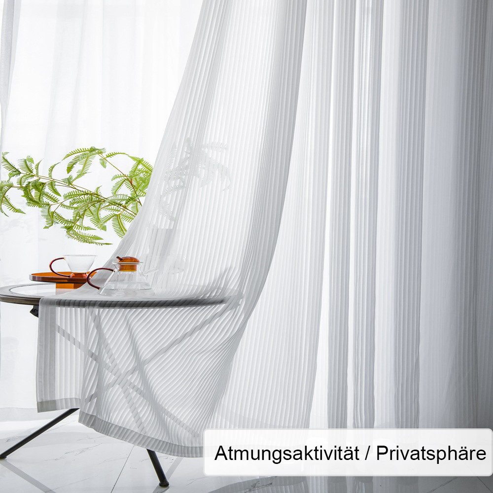 NUODWELL Gardine 2er Set Voile Gardinen mit Ösen, Weiß Lichtdurchlässige Vo günstig online kaufen