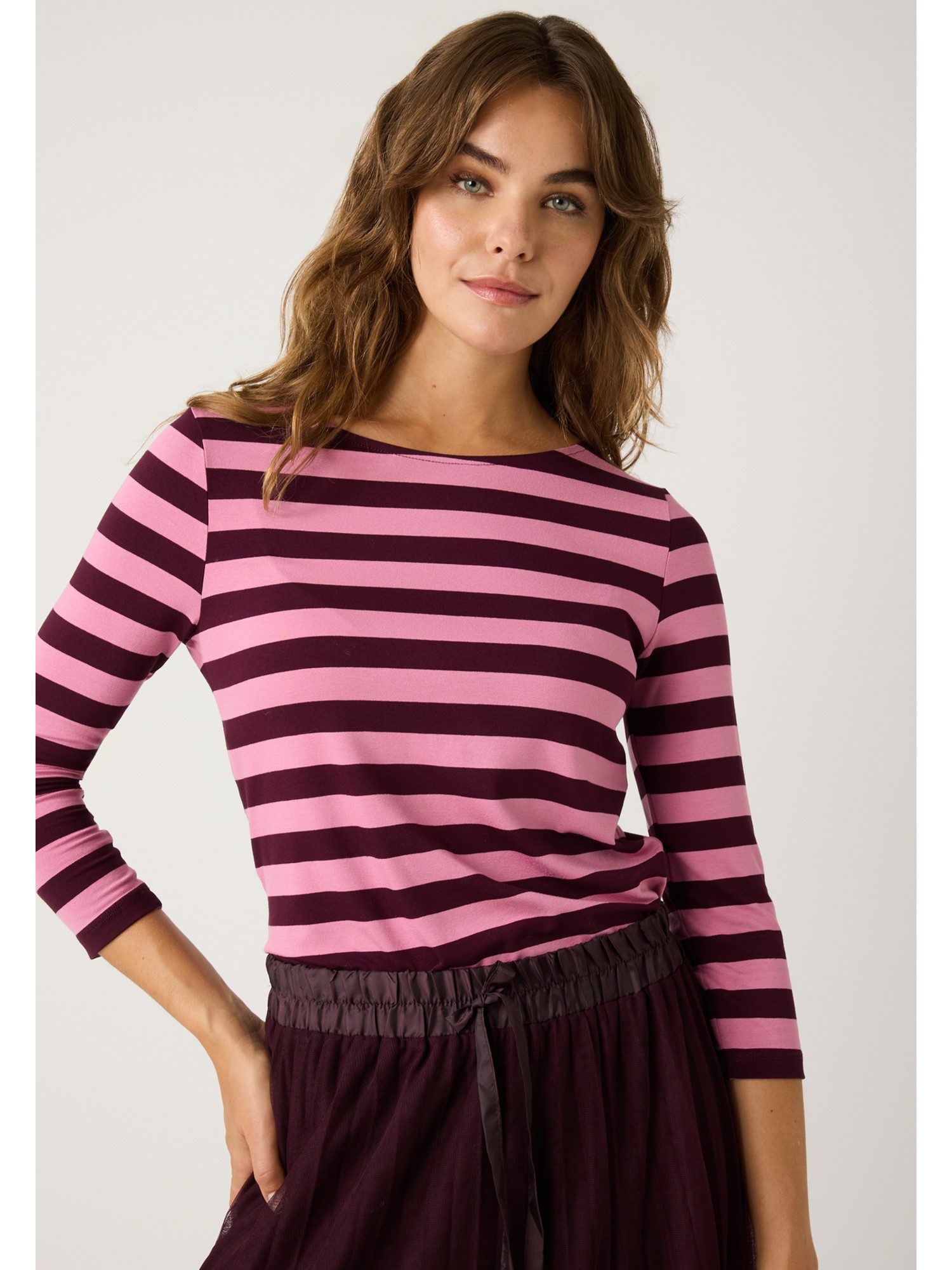 MORE&MORE 3/4-Arm-Shirt Streifenshirt Viskosejersey günstig online kaufen