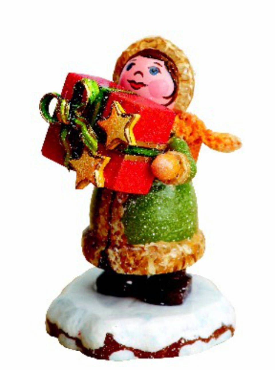 Hubrig Volkskunst Zschorlau Erzgebirge Sammelfigur Hubrig Winterkinder Dankeschön