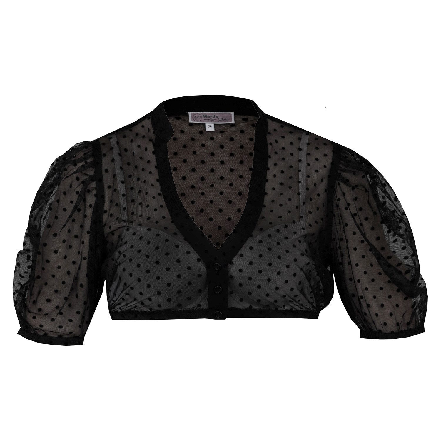 Dirndlbluse Damen 'Zeitlarn' Kurzarm, Schwarz