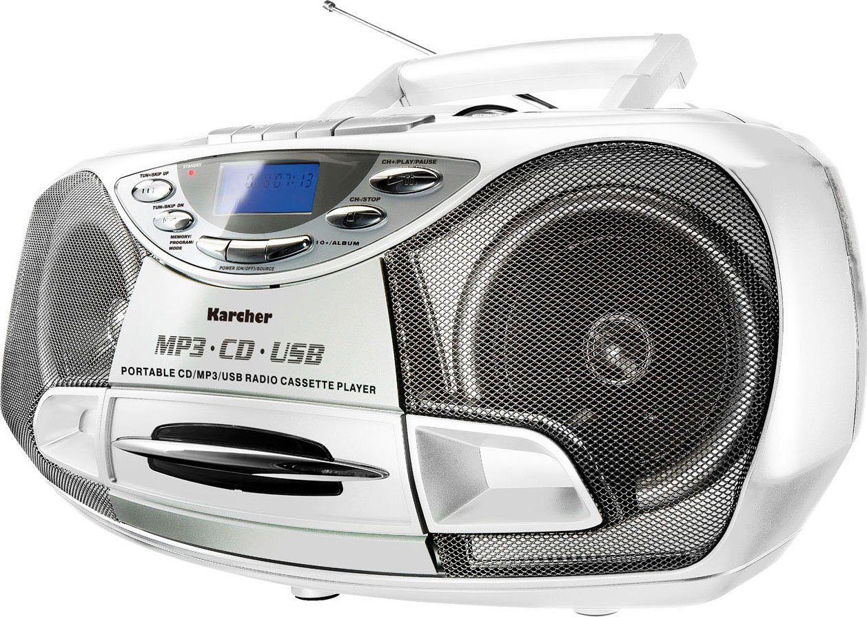 Karcher RR 510 Boombox (FM-Tuner, CD-Player, USB-Anschluss, Kassettenplayer, Radio mit Senderspeicher)