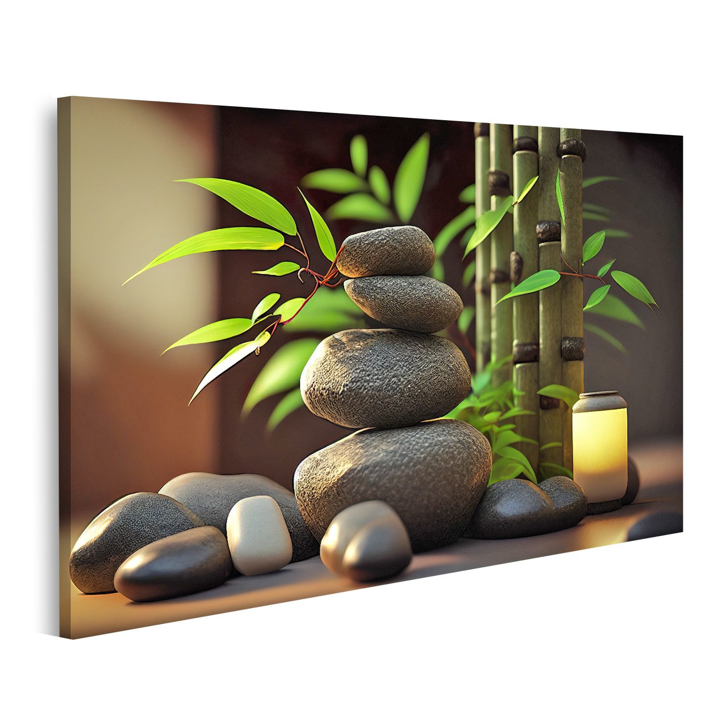 islandburner Leinwandbild Bambus Steine Wellness Spa günstig online kaufen