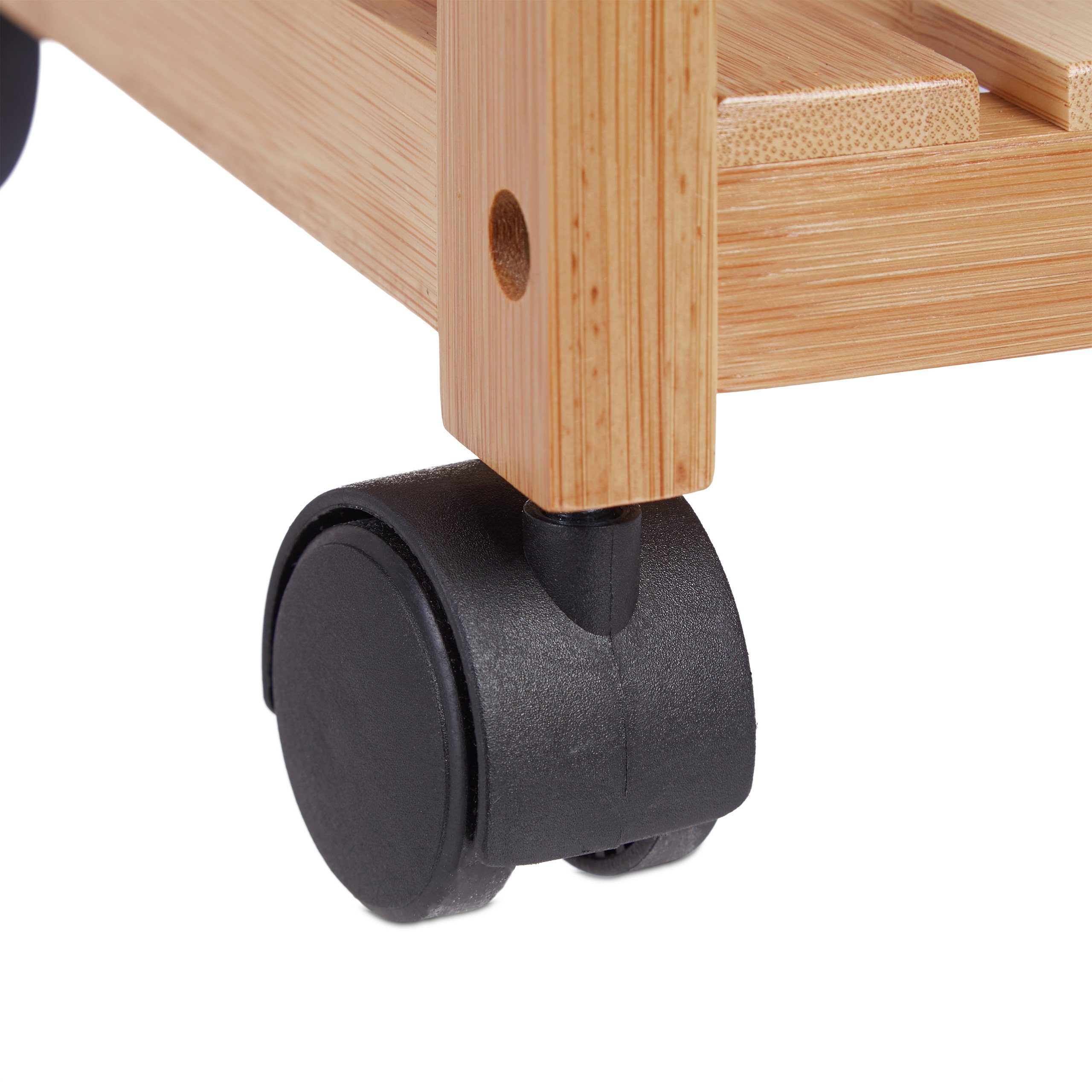 relaxdays Servierwagen Bambus mit 3 Etage