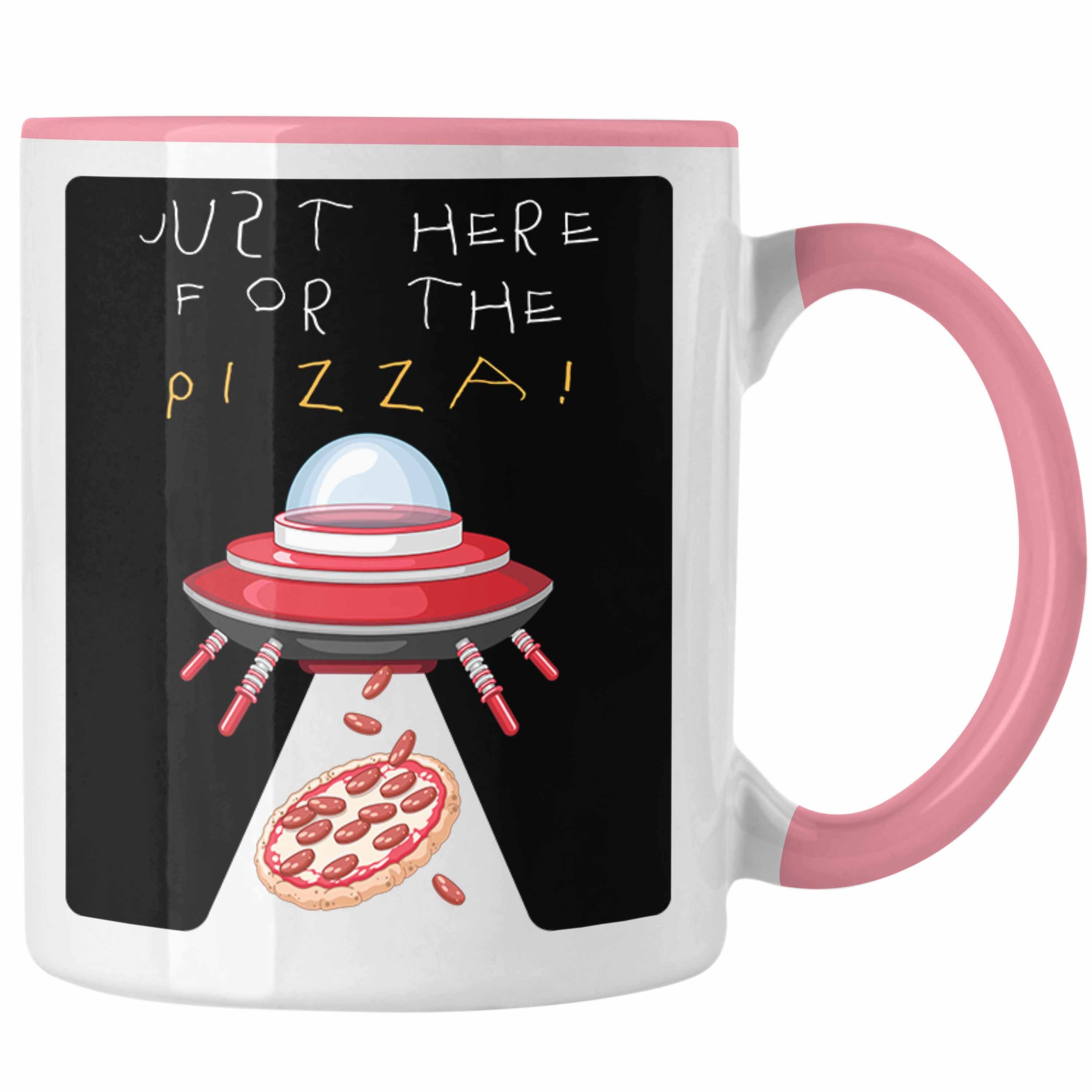 Trendation Tasse Alien Tasse Just Here For The Pizza Außerirdische Geschenkidee Meme